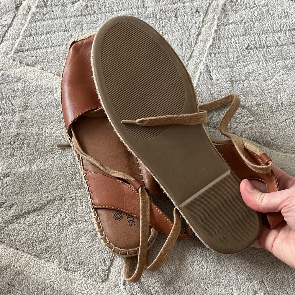 Susina Brown Leather Espadrille Lace-Up Sandals - Picture 5 of 5